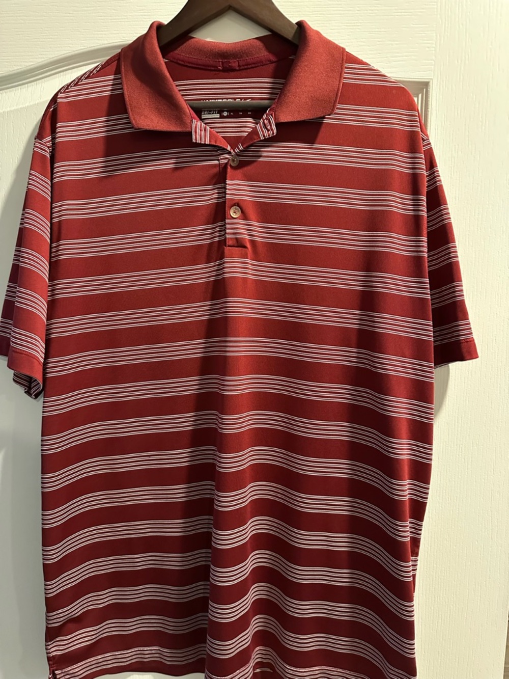 Nike Golf Men's Red Striped Polo Shirt - Short Sleeve Casual Wear
